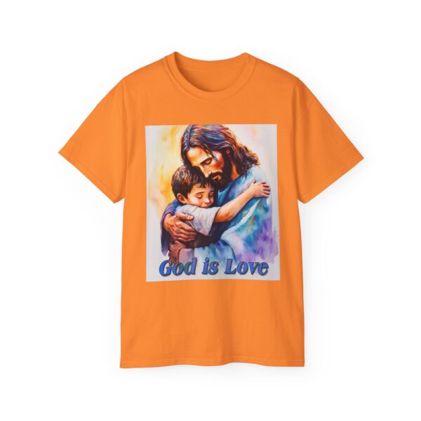 Our "God is Love" series with Jesus hugging a LITTLE BOY Inspirational Christian Unisex Cotton T-Shirt, Faith Spiritual Apparel, Love Gift - Image 13