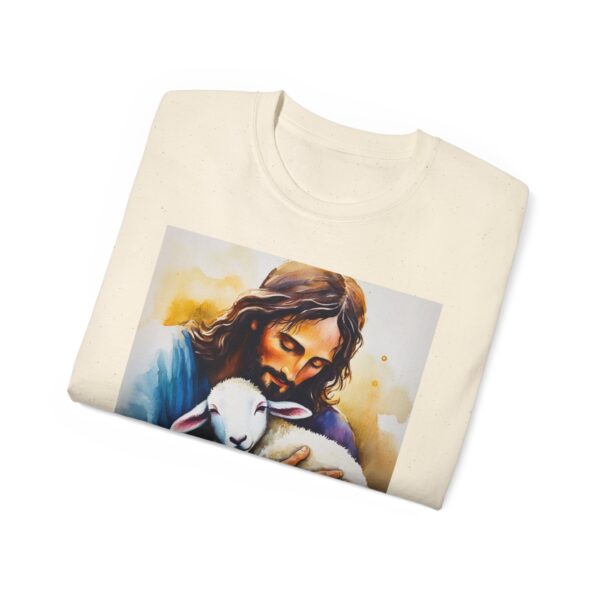 Our "God is Love" series with Jesus hugging a BABY LAMB, Inspirational Christian Unisex Cotton T-Shirt, Faith Spiritual Apparel, Love Gift - Image 20