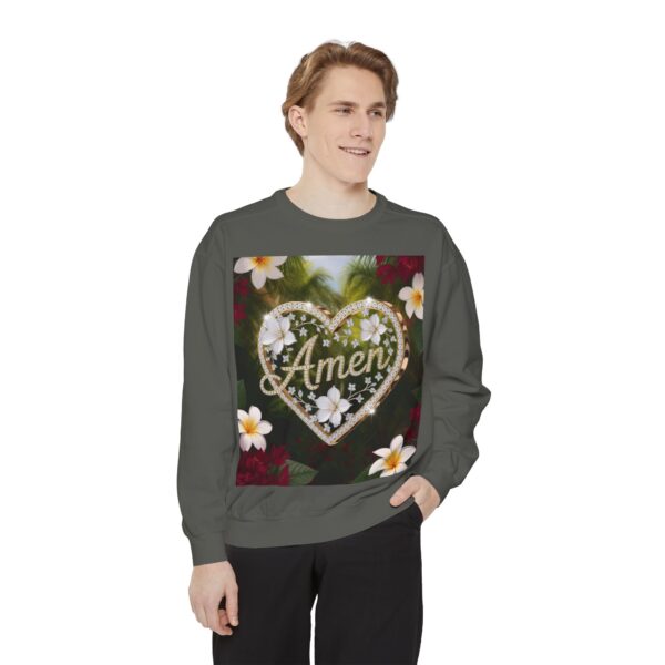 Our Unisex Inspirational Sweatshirt with our "Amen" 'Diamond Ring Heart' design! Philippians 4:8 Comfort, Jumper, Gift Faith Gospel Apparel - Image 15