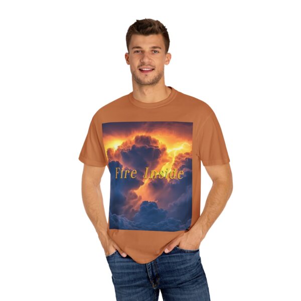Garment-Dyed Unisex T-Shirt, with our 'Storm Light' "Fire Inside" design! Summer Casual Wear, Relaxed Style Inspirational Tropical Storms - Image 16