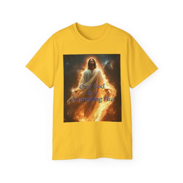 Our majestic "Our God is a Consuming Fire" Inspirational Christian Unisex Cotton T-Shirt, Faith Spiritual Apparel, Gift for Christians - Image 21