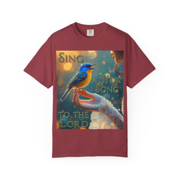 Garment-Dyed Unisex T-Shirt, with our 'Song Bird' "Sing a New Song" design! Summer Casual Wear, Relaxed Style Inspirational Phil 4:8 - Image 57