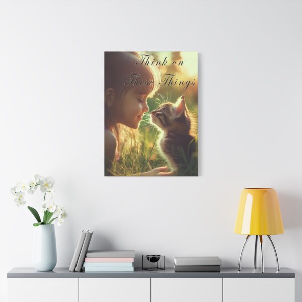 Inspirational matte Canvas Wall Art, with our 'Kitten Kisses' "Think on these things" design Christian Home Decor, Uplifting Faith-Based Art - Image 11