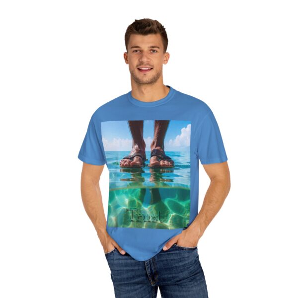 Garment-Dyed Unisex T-Shirt, Walk on Water "Trust" Graphic Design Tee, Summer Casual Wear, Beach Day Outfit, Ocean Lover Gift, Relaxed Style - Image 36