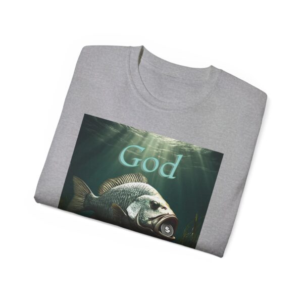 Our "God WILL Provide" design with a Fish with a Coin in its mouth Inspirational Christian Unisex Cotton T-Shirt, Faith Spiritual Apparel - Image 12
