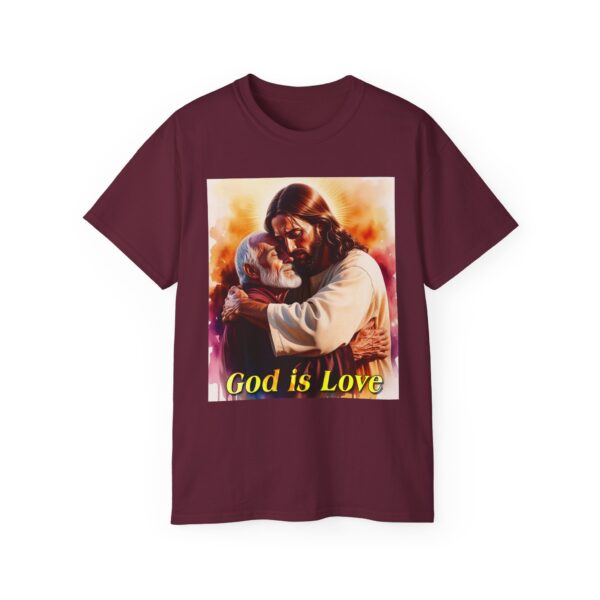 Our "God is Love" series with Jesus hugging PAPA! Inspirational Christian Unisex Cotton T-Shirt, Faith Spiritual Apparel, Love Gift - Image 18
