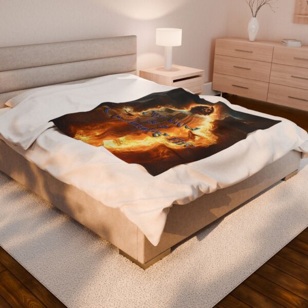 Our majestic "Our God is a Consuming Fire" Inspirational Velveteen Plush Blanket, A Cozy Gift for Anniversary, Home Decor. Throw, Bedding - Image 8