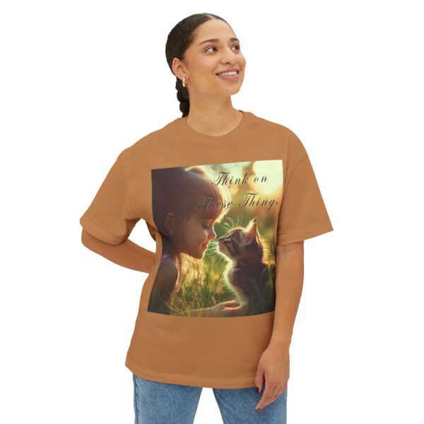 Inspirational Unisex Tee, Oversized T-Shirt for Men and Women, with 'Kitten Kisses' "Think on these things" design Faith Apparel, Biblical - Image 19