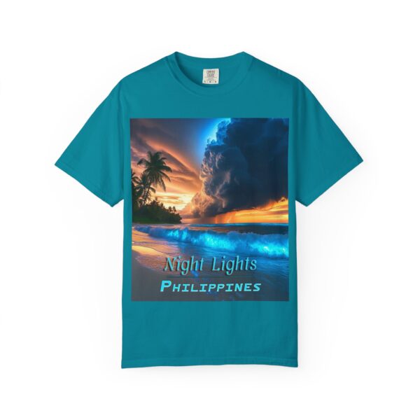 Garment-Dyed Unisex T-Shirt, with our "Night Lights - Philippines" design! Summer Casual Wear, Relaxed Style Inspirational Tropical Beach - Image 31