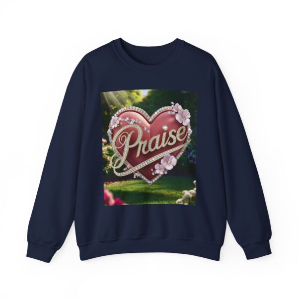 Crewneck Sweatshirt-with our "Praise" 'Solid Red heart' design. Vintage Inspired Faith Apparel, Gospel Fashion Unisex Heavy - Image 17