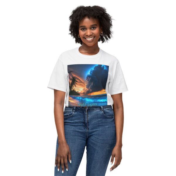T-Shirt with Tropical Beach Design - Night Lights Philippines, Summer Vibe, Beach House Decor, Travel Gift, Relaxed Fit Tee - Image 3