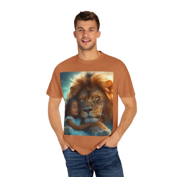 Garment-Dyed Unisex T-Shirt, "Lucy and Lion" Graphic Design Tee, Summer Casual Wear, Relaxed Style - Image 16