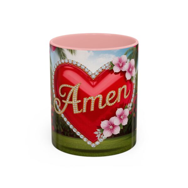 Our "Amen" Inspirational 'Solid Red Heart' Design Accent Coffee Mug, Perfect for Wedding Gifts, Love & Faith Decor, Philippians 4:8 - Image 9