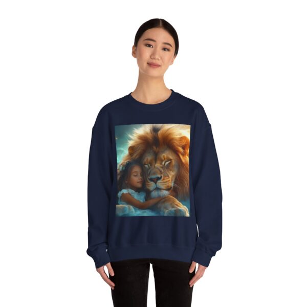 Crewneck Lightweight Sweatshirt with our Inspirational "Lucy and Lion" design. Vintage Christian Faith Apparel Gospel Fashion Biblical Fantasy, Unisex - Image 2