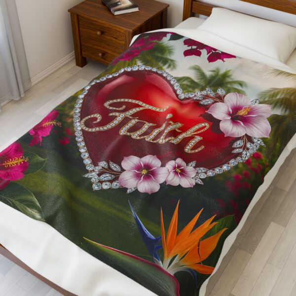 Our Beautiful "FAITH" 'Solid Red Heart' Inspirational Velveteen Plush Throw Blanket A Cozy Gift for Anniversary, Wedding Faith Home Decor Bedding - Image 7