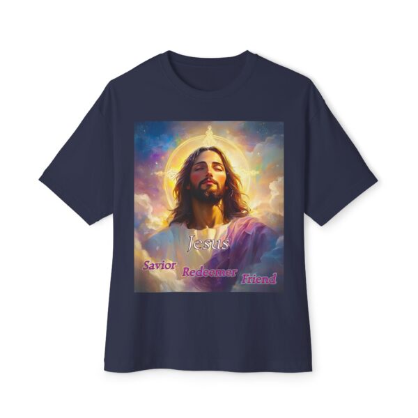 Jesus! Savior Redeemer Friend, Inspirational Christian Unisex Tee, Oversized Shirt, Boxy Top, Spiritual Tshirt, Gift for Christians - Image 2
