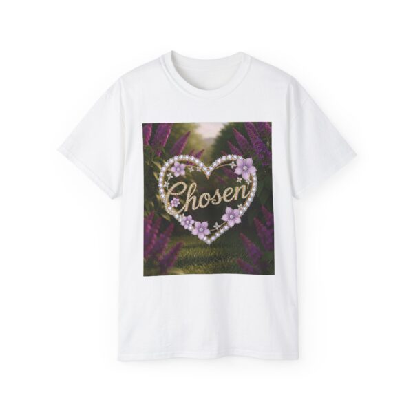 Our "Chosen" Inspirational 'Diamond Ring Heart Design Vintage Christian Faith Apparel Unisex Cotton T-Shirt Thoughtful Quote Philippians 4:8