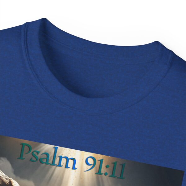 Our Guardian Angel, Psalm 91 "He gives his angels charge over thee" Inspirational Christian Design Unisex Cotton T-Shirt, Faith Apparel - Image 39
