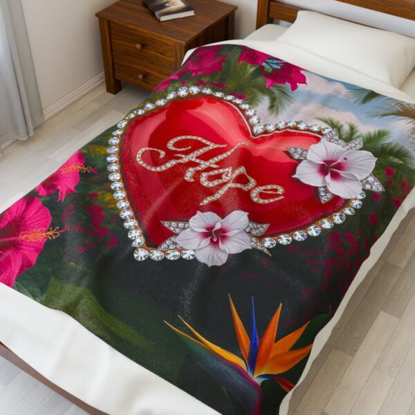 Our Beautiful "HOPE" Inspirational 'Solid RED Heart' Design Velveteen Plush Throw Blanket, Cozy Gift for Anniversary, Home Decor Bedding - Image 7