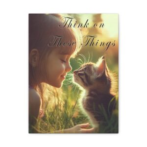 Inspirational matte Canvas Wall Art, with our 'Kitten Kisses' "Think on these things" design Christian Home Decor, Uplifting Faith-Based Art