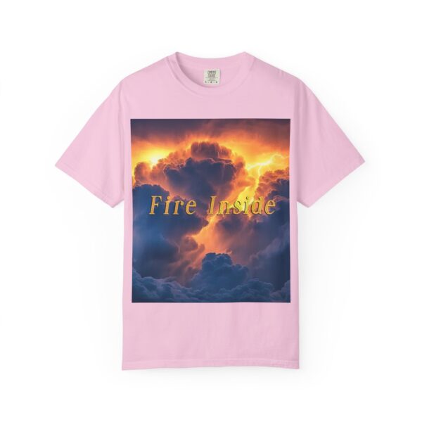 Garment-Dyed Unisex T-Shirt, with our 'Storm Light' "Fire Inside" design! Summer Casual Wear, Relaxed Style Inspirational Tropical Storms - Image 45