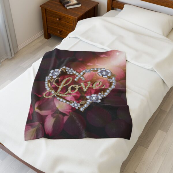 Our Beautiful "LOVE" Inspirational 'Petals' Velveteen Plush Blanket - A Cozy Gift for Anniversary, Wedding, Home Decor. Throw, Bedding - Image 11