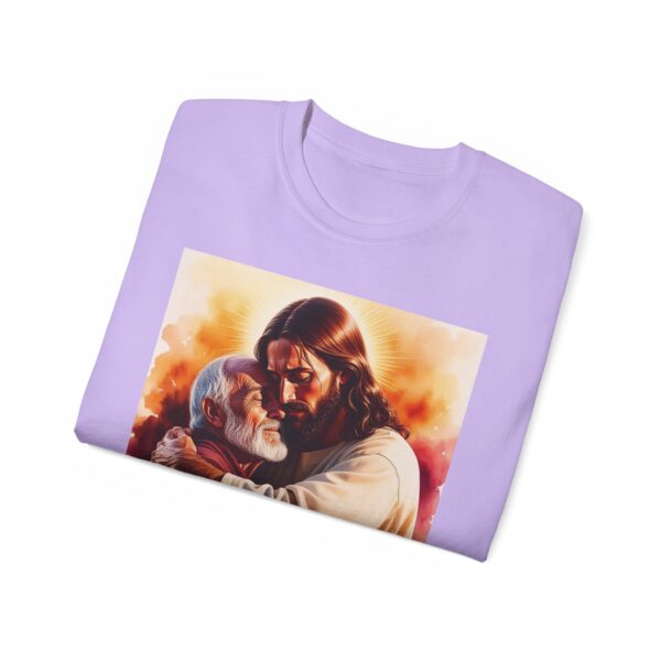Our "God is Love" series with Jesus hugging PAPA! Inspirational Christian Unisex Cotton T-Shirt, Faith Spiritual Apparel, Love Gift - Image 49