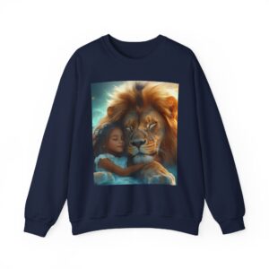 Crewneck Lightweight Sweatshirt with our Inspirational "Lucy and Lion" design. Vintage Christian Faith Apparel Gospel Fashion Biblical Fantasy, Unisex