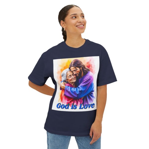 Our "God is Love" series with Jesus hugging Grandmother, Christian Unisex Tee, Oversized T-Shirt, Inspirational Shirt, Faith Apparel - Image 35