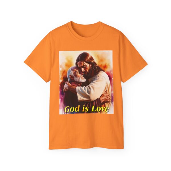 Our "God is Love" series with Jesus hugging PAPA! Inspirational Christian Unisex Cotton T-Shirt, Faith Spiritual Apparel, Love Gift - Image 14