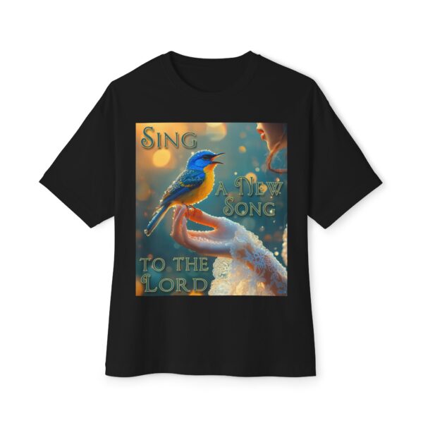 Inspirational Unisex Tee, Oversized T-Shirt for Men and Women, with our 'Song Bird' "Sing a New Song" design! Faith Apparel, Biblical - Image 9