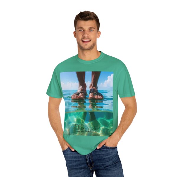 Garment-Dyed Unisex T-Shirt, Walk on Water "Trust" Graphic Design Tee, Summer Casual Wear, Beach Day Outfit, Ocean Lover Gift, Relaxed Style - Image 24