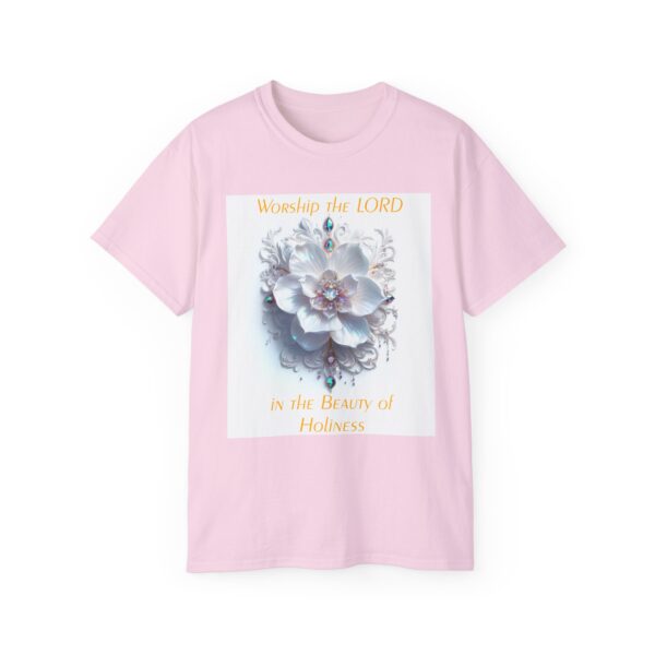 Our inspirational "Worship the Lord in the Beauty of Holiness" Christian Unisex Cotton T-Shirt, Faith Apparel, Love Gift, Gospel Fashion - Image 49