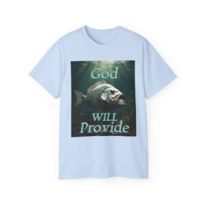 Our "God WILL Provide" design with a Fish with a Coin in its mouth Inspirational Christian Unisex Cotton T-Shirt, Faith Spiritual Apparel