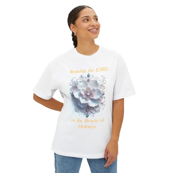 Our "Beauty of Holiness" Inspirational Christian Unisex Tee, Oversized Shirt, Boxy Top, Spiritual Tshirt, Gift for Christians - Image 3