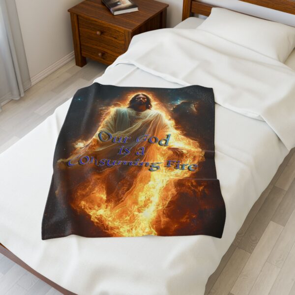 Our majestic "Our God is a Consuming Fire" Inspirational Velveteen Plush Blanket, A Cozy Gift for Anniversary, Home Decor. Throw, Bedding - Image 11