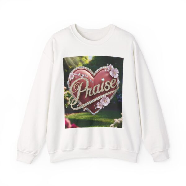 Crewneck Sweatshirt-with our "Praise" 'Solid Red heart' design. Vintage Inspired Faith Apparel, Gospel Fashion Unisex Heavy - Image 4