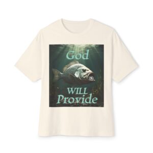 Biblical "God WILL Provide" Unisex Tee, Fish with Coin, Israel, Sea of Galilee, Inspirational, Christian Tshirt, Oversized Shirt, Boxy Top