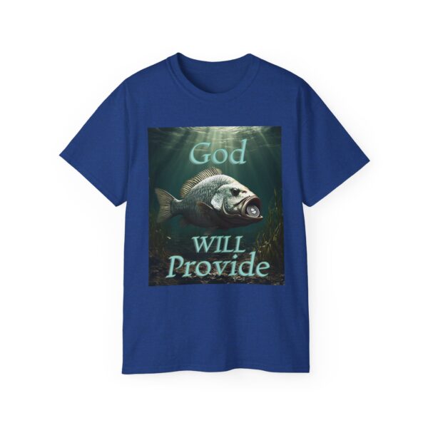 Our "God WILL Provide" design with a Fish with a Coin in its mouth Inspirational Christian Unisex Cotton T-Shirt, Faith Spiritual Apparel - Image 37
