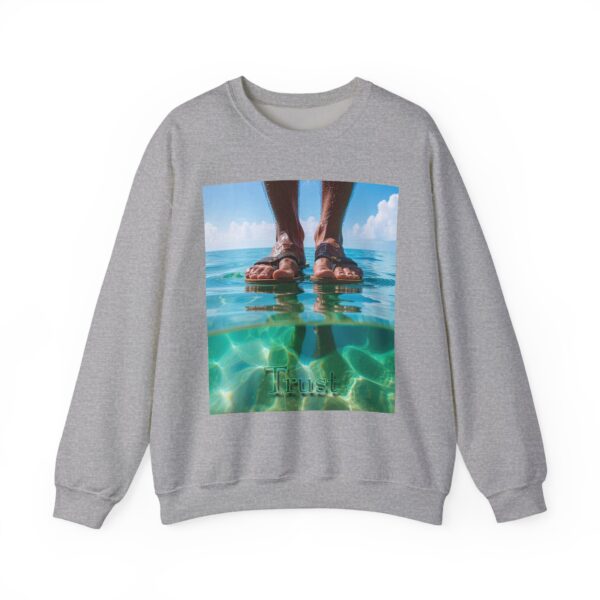 Crewneck Sweatshirt with our "Trust" 'Walk on water' Inspirational Design. Vintage Christian Apparel, Gospel Sweatshirt, Faith Fashion Sweatshirt, Unisex Heavy - Image 10