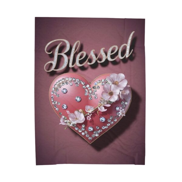 Beautiful "Blessed" Inspirational Velveteen Plush Blanket - A Cozy Gift for Anniversary, Wedding, Home Decor. Throw, Bedding, Inspirational - Image 2