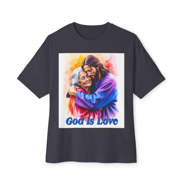 Our "God is Love" series with Jesus hugging Grandmother, Christian Unisex Tee, Oversized T-Shirt, Inspirational Shirt, Faith Apparel - Image 21