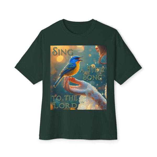 Inspirational Unisex Tee, Oversized T-Shirt for Men and Women, with our 'Song Bird' "Sing a New Song" design! Faith Apparel, Biblical - Image 25