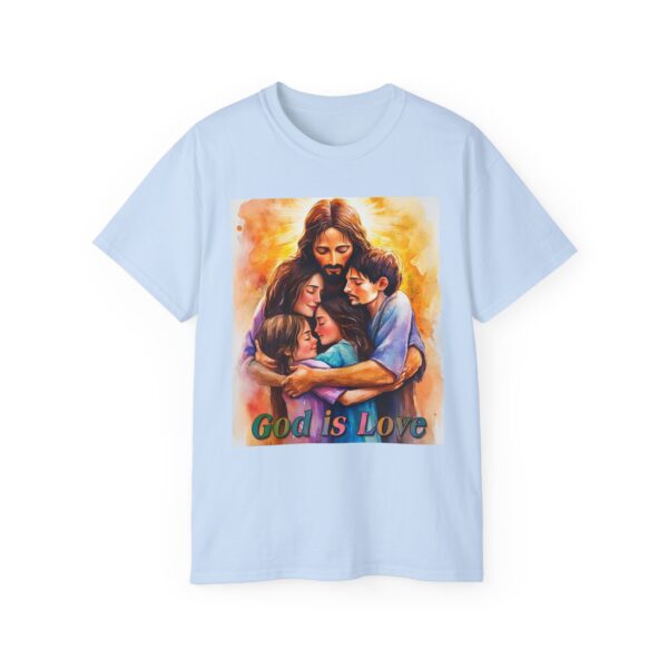 Our "God is Love" series with Jesus hugging a SMALL FAMILY Inspirational Christian Unisex Cotton T-Shirt, Faith Spiritual Apparel, Love Gift - Image 34