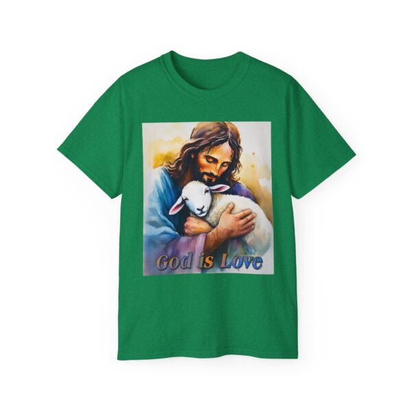 Our "God is Love" series with Jesus hugging a BABY LAMB, Inspirational Christian Unisex Cotton T-Shirt, Faith Spiritual Apparel, Love Gift - Image 29