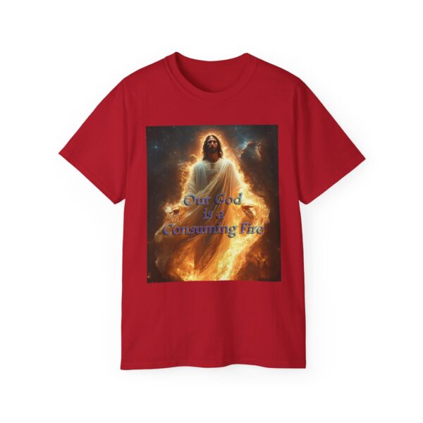Our majestic "Our God is a Consuming Fire" Inspirational Christian Unisex Cotton T-Shirt, Faith Spiritual Apparel, Gift for Christians - Image 57
