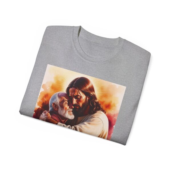 Our "God is Love" series with Jesus hugging PAPA! Inspirational Christian Unisex Cotton T-Shirt, Faith Spiritual Apparel, Love Gift - Image 13