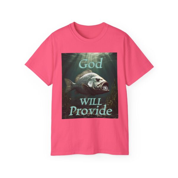 Our "God WILL Provide" design with a Fish with a Coin in its mouth Inspirational Christian Unisex Cotton T-Shirt, Faith Spiritual Apparel - Image 53