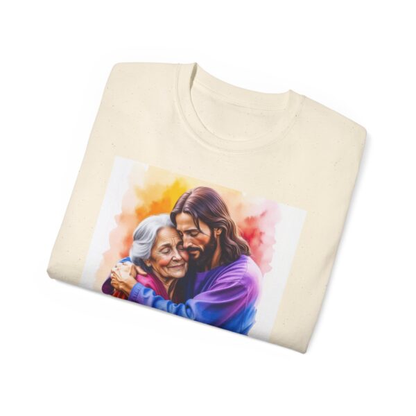 Our "God is Love" series with Jesus hugging Grandmother, Inspirational Christian Unisex Cotton T-Shirt, Faith Spiritual Apparel, Love Gift - Image 21