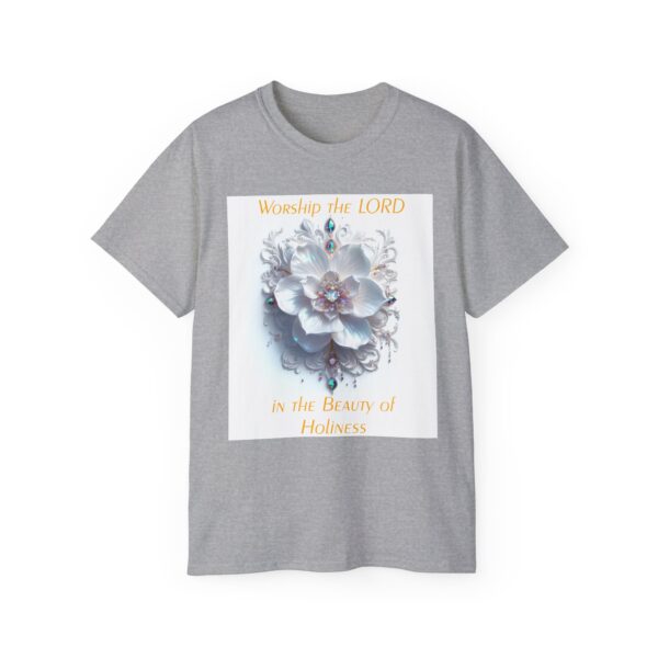 Our inspirational "Worship the Lord in the Beauty of Holiness" Christian Unisex Cotton T-Shirt, Faith Apparel, Love Gift, Gospel Fashion - Image 5